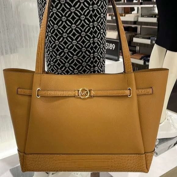 MICHAEL KORS
Reed Large Leather Belted Satchel Shoulder Handbag 
Deer Crocodile - Picture 3 of 16